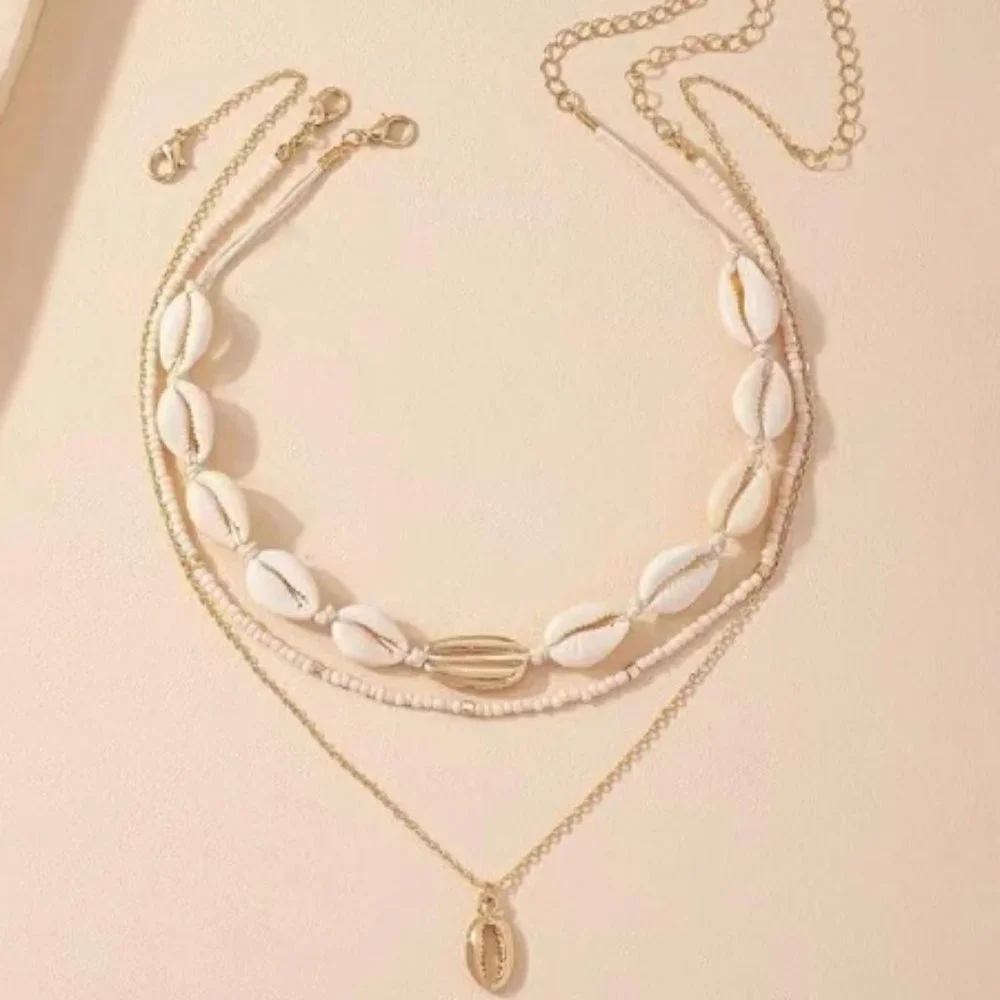 NEW! Seashell Layered Gold-Plated – Bohemian Beach Pearl Jewelry